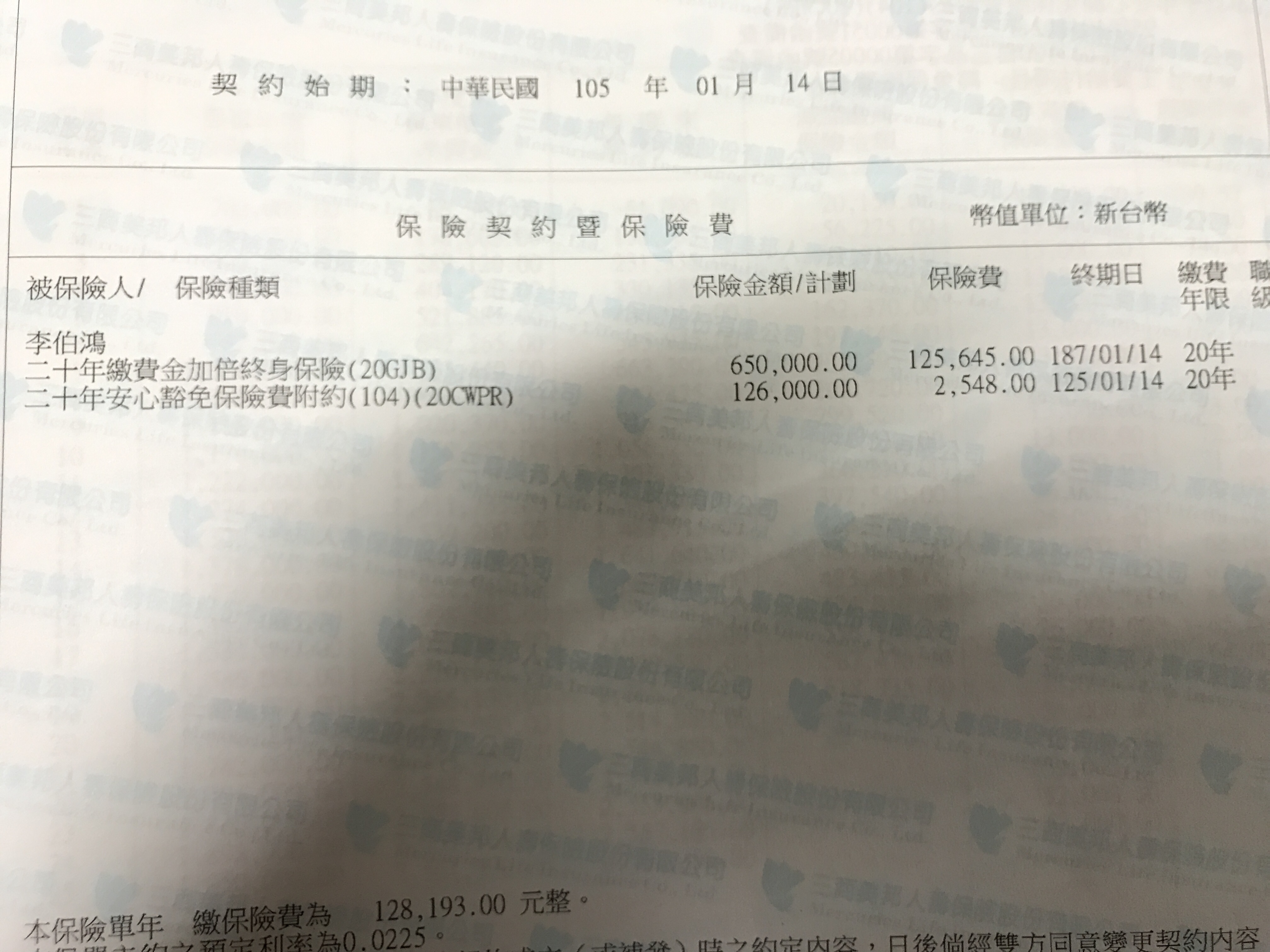 三商的二十年繳費金加倍終身保險評價- 《MY83 保險討論區》